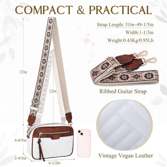 Crossbody Purse Vegan Leather Small Shoulder Bag with Detachable Strap - Picture 5 of 7